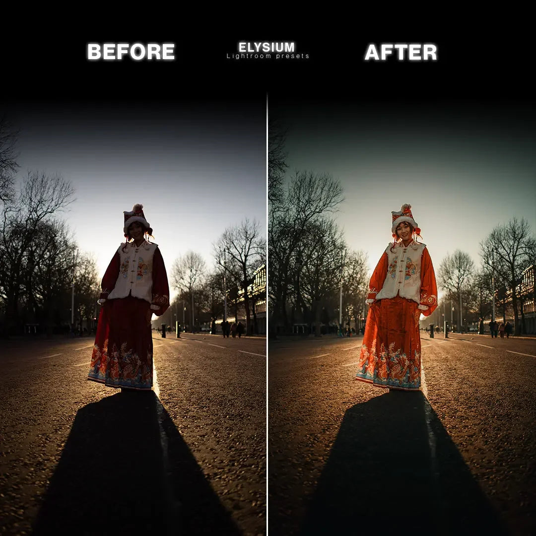 Before and after Lightroom preset edit – cinematic golden hour photo